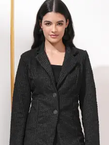 CHIC BY TOKYO TALKIES Notched Lapel Collar Self Design Single Breasted Casual Blazer