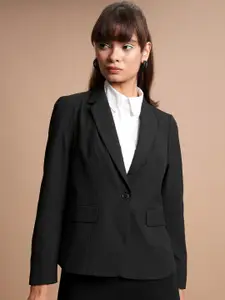 Tokyo Talkies Black Notched Lapel Collar Single Breasted Casual Blazer