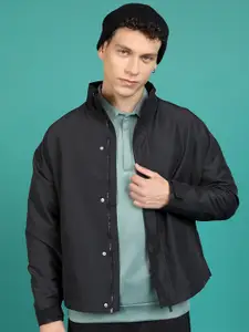 HIGHLANDER Black Mock Collar Bomber Jacket