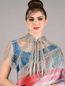 ODETTE Embellished Tasseled Acrylic Cape Shrug