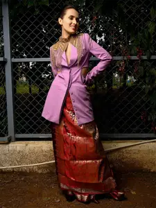 ODETTE Embellished Tasseled Acrylic Cape Shrug