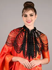 ODETTE Self Design Embellished Sheer Acrylic Shrug