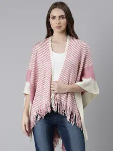 SHOWOFF Striped Acrylic Open Front Shrug