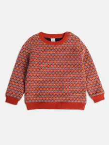MINI KLUB Boys Geometric Printed Pure Cotton Pullover Sweaters