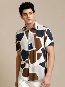 Aldeno Abstract Printed Cotton Comfort Opaque Casual Shirt