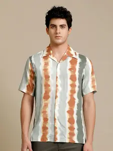 Aldeno Comfort Abstract Printed Cuban Collar Casual Shirt