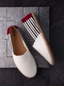 Styli Men White Contrast Side Strip Canvas Espadrille