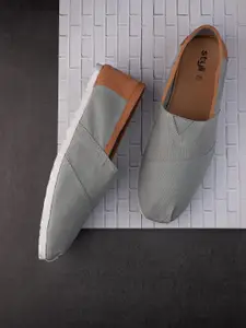 Styli Men Grey Contrast Trim Canvas Espadrille