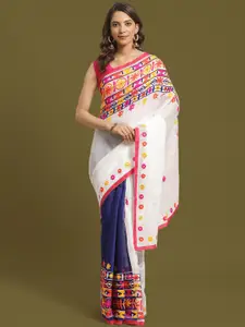 HOUSE OF ARLI Floral Embroidered Half and Half Saree