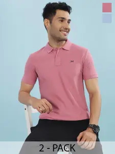 Force NXT Men Solid Pack of 2 Super Combed Cotton Polo T-Shirt