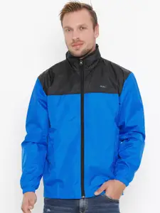 Plutus Men Blue Colourblocked Windcheater Sporty Jacket