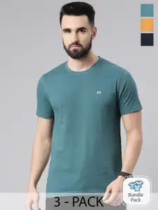 Force NXT Men Solid Pack of 3 Super Combed Cotton T-Shirt