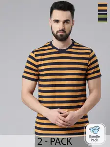 Force NXT Pack of 2 Striped Super Combed Cotton T-Shirt