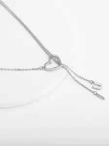 GIVA Rhodium-Plated 925 Sterling Silver Heart Shaped Pendant & Chain