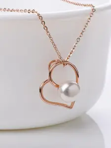 GIVA 925 Sterling Silver Rose Gold-Plated Pearl-Beaded Pendant With Chain