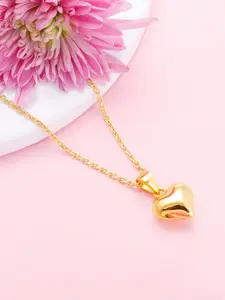 GIVA Gold-Plated Heart Shaped Pendant with Chain