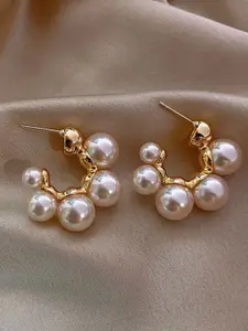 SALTY Pearls Beaded Half Hoop Earrings
