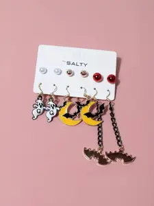 SALTY Set Of 6 Enamelled Studs & Drop Earrings