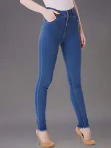 DressBerry Women Blue Skinny Fit High-Rise Clean Look Stretchable Jeans