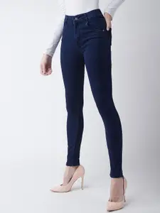 DressBerry Women Navy Blue Skinny Fit High-Rise Clean Look Stretchable Jeans