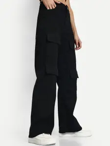 Next One Women Smart Wide Leg High-Rise Stretchable Cargo Jeans