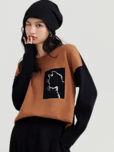 JC Collection Graphic Printed Pullover Sweater