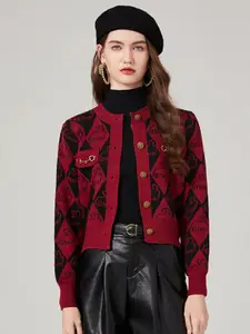 JC Collection Graphic Printed Cardigan Sweater