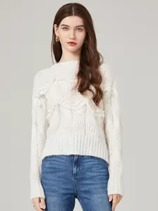 JC Collection Open Knit Self Design Pullover