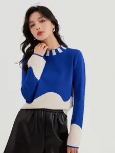 JC Collection Colourblocked Round Neck Pullover Sweater