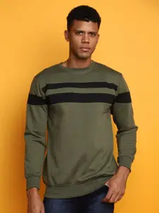 V-Mart Colourblocked Round Neck Long Sleeve Cotton Pullover Sweatshirt