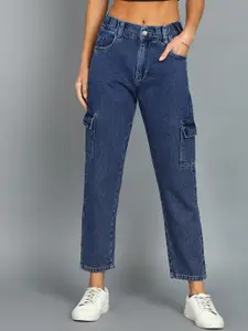 Nifty Women Tapered Fit High-Rise Denim Cargo Jeans