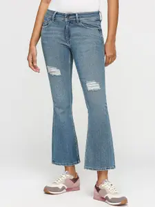 Pepe Jeans Women Bootcut Mildly Distressed Stretchable Jeans