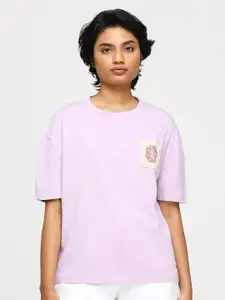 Pepe Jeans Drop-Shoulder Sleeves Oversized Pure Cotton T-shirt