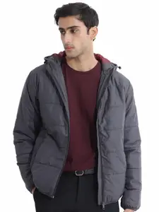 RARE RABBIT Men Vasto Puffer Typography Printed Hooded Jacket