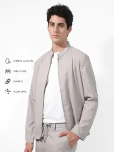 RARE RABBIT Men Nimbus Tailored Fit Stand Collar Open Front Jacket