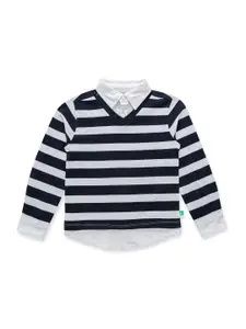 JusCubs Boys Striped Polo Collar Long Sleeves Cotton T-shirt