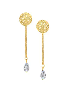 Vighnaharta Gold Plated Beaded Removable Studs & Chain Drop Earrings