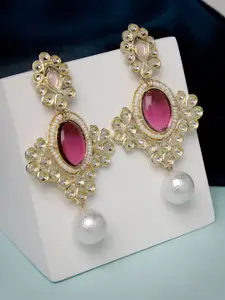 ADIVA Gold Plated Kundan Studded Classic Drop Earrings