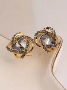 KRYSTALZ Gold-Plated Floral Studs Earrings