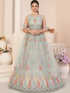 ODETTE Embroidered Semi-Stitched Lehenga & Unstitched Blouse With Dupatta