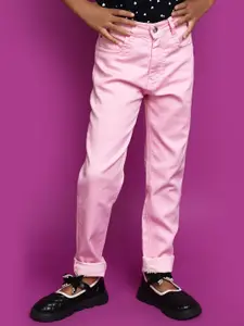 V-Mart Girls Coloured Dobby Cotton Clean Look No Fade Jeans