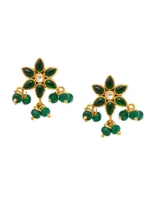 Unniyarcha 92.5 Sterling Silver Gold-Plated Floral Stud Earrings