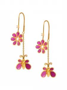 Unniyarcha Gold-Plated Stone-Studded 92.5 Sterling Silver Drop Earrings
