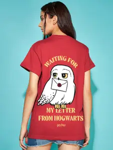 Bewakoof Harry Potter Printed Drop-Shoulder Sleeves Relaxed Fit Cotton T-shirt