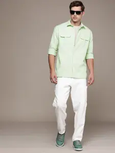 WROGN Men Geometric Self Design Casual Shirt