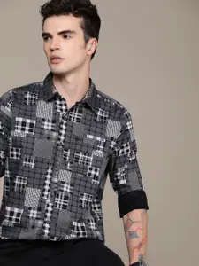 WROGN Pure Cotton Slim Fit Checked Casual Shirt