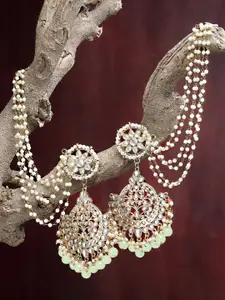 KARATCART Gold-Plated Kundan Studded Drop Earrings