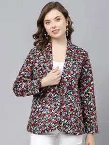 DEEBACO Floral Printed Single-Breasted Casual Blazer