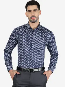 WYRE Slim Fit Floral Printed Spread Collar Cotton Formal Shirt