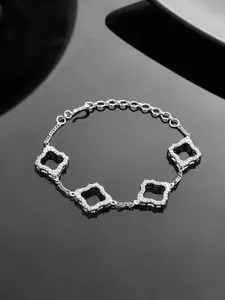 Voylla Rhodium-Plated Cubic Zirconia Studded Link Bracelet